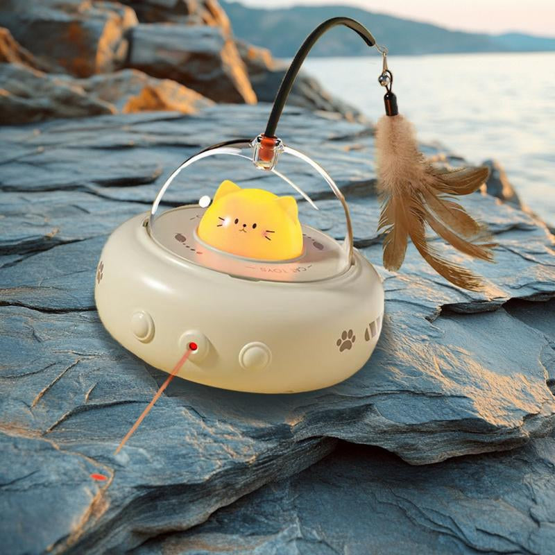 GLINPET Automatic Cat Toys, Cat Teasing Toy with Rotating Laser, Hands-Free Play for Indoor Cats, Intelligent Cat Toy, Smart Electric Feather Teaser