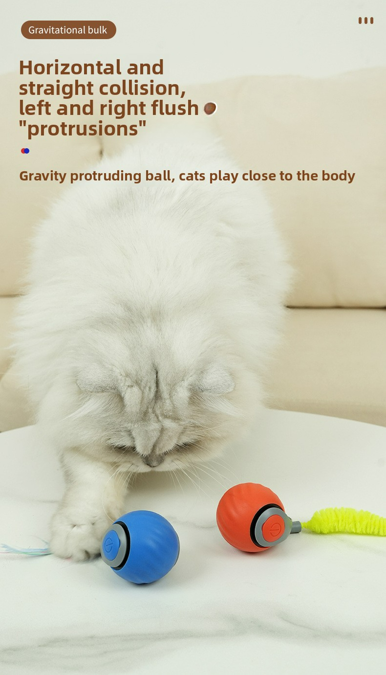 Cats Interactive Ball Toys, Automatic Rolling Ball with Faux Tail,Usb Rechargeable Smartelectric Pet Toy for Teaser and Training