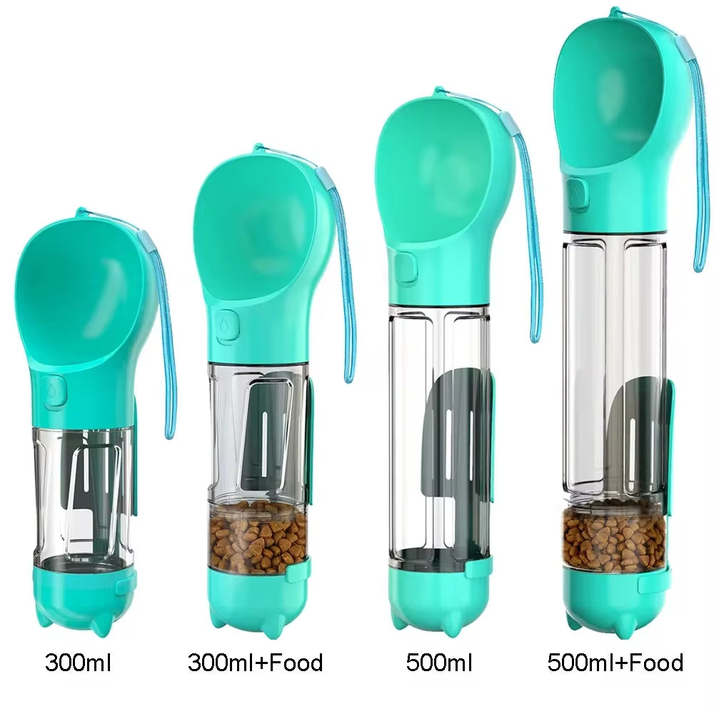 Gourde 3-en-1 pour Chien & Chat – Eau, Croquettes & Sacs Déchets | Antifuite & Portable