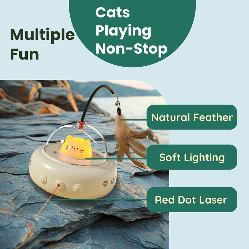 GLINPET Automatic Cat Toys, Cat Teasing Toy with Rotating Laser, Hands-Free Play for Indoor Cats, Intelligent Cat Toy, Smart Electric Feather Teaser