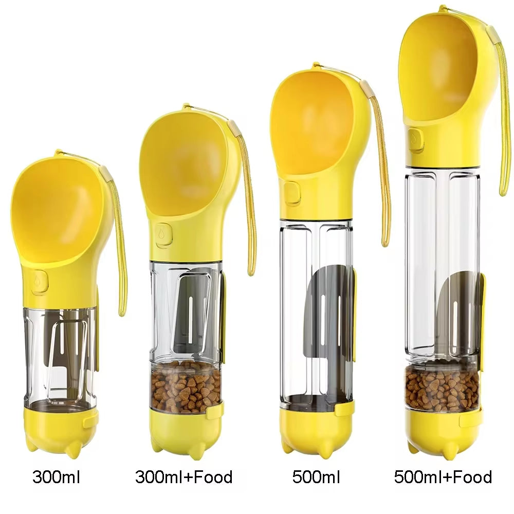  Gourde 3-en-1 pour Chien & Chat – Eau, Croquettes & Sacs Déchets | Antifuite & Portable