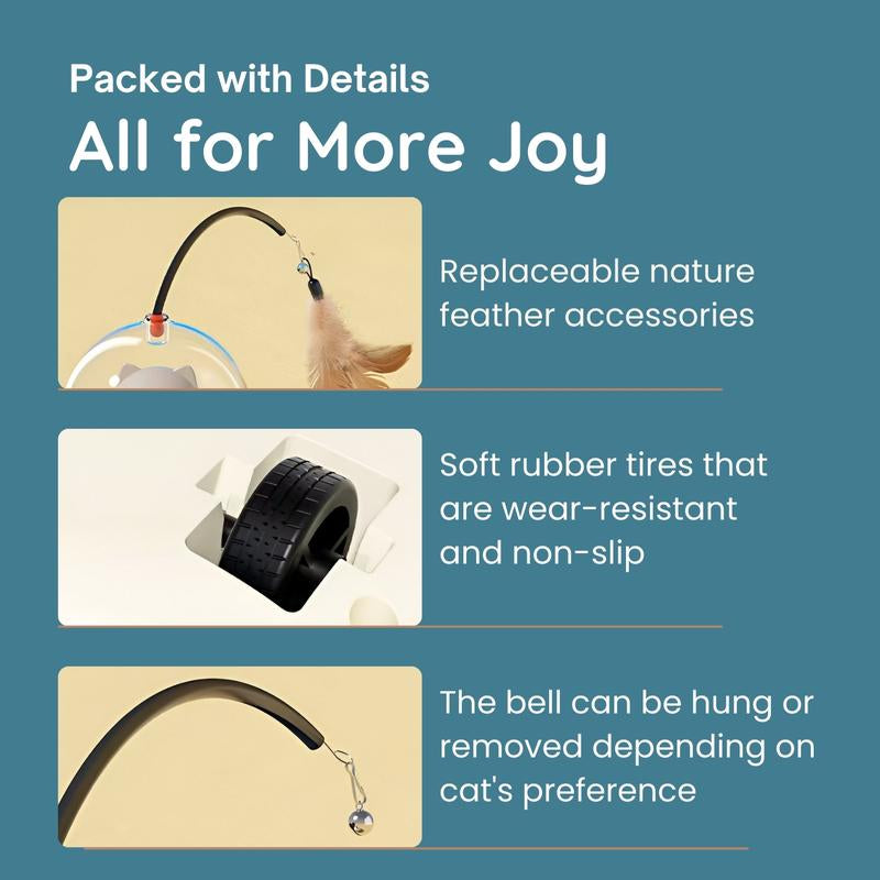 GLINPET Automatic Cat Toys, Cat Teasing Toy with Rotating Laser, Hands-Free Play for Indoor Cats, Intelligent Cat Toy, Smart Electric Feather Teaser