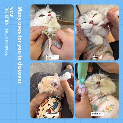 Cute Pet Grooming Wrap – Multi-Functional Velcro Cat Wrap & Travel Cosmetic Organizer