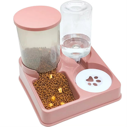 Juego De Dispensador De Agua Con Comedero Automático Para Gatos, Alimentador De Agua Y Comida Para Mascotas Automático Inclinado 2 En 1, Alimentador De Alimentos Por Gravedad Y Bebedero
