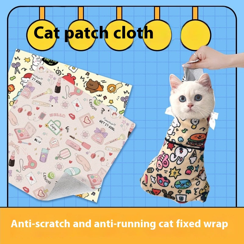 Cute Pet Grooming Wrap – Multi-Functional Velcro Cat Wrap & Travel Cosmetic Organizer