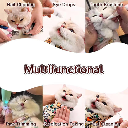 Cute Pet Grooming Wrap – Multi-Functional Velcro Cat Wrap & Travel Cosmetic Organizer