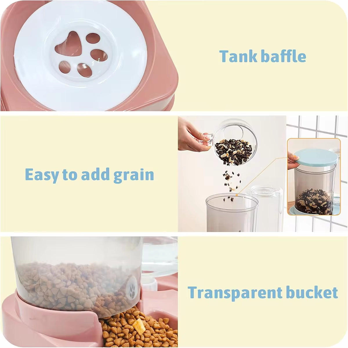Juego De Dispensador De Agua Con Comedero Automático Para Gatos, Alimentador De Agua Y Comida Para Mascotas Automático Inclinado 2 En 1, Alimentador De Alimentos Por Gravedad Y Bebedero