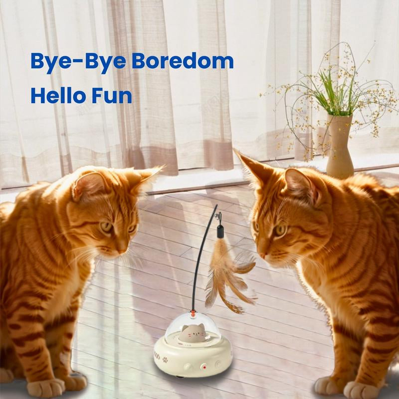 GLINPET Automatic Cat Toys, Cat Teasing Toy with Rotating Laser, Hands-Free Play for Indoor Cats, Intelligent Cat Toy, Smart Electric Feather Teaser