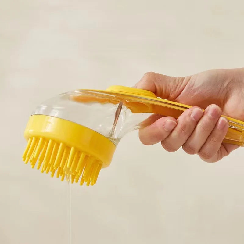 2-in-1 Pet Bath & Grooming Brush – Gentle Cleaning & Fur Care