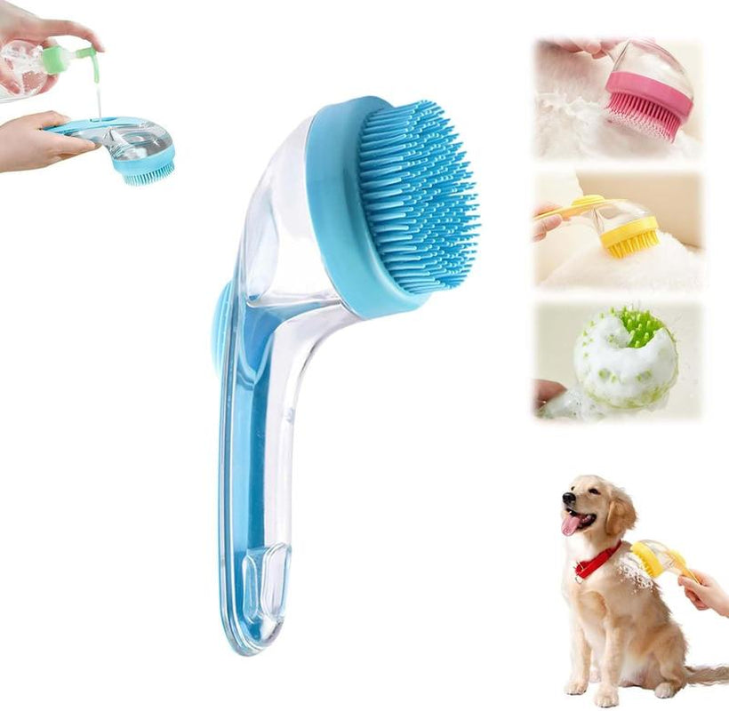 2-in-1 Pet Bath & Grooming Brush – Gentle Cleaning & Fur Care
