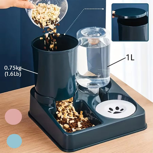 Juego De Dispensador De Agua Con Comedero Automático Para Gatos, Alimentador De Agua Y Comida Para Mascotas Automático Inclinado 2 En 1, Alimentador De Alimentos Por Gravedad Y Bebedero
