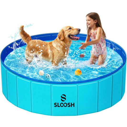 SLOOSH Foldable Dog Pool – Durable Hard Plastic Pet Swimming Pool, Anti-Slip & Collapsible Bath Tub for Dogs, Kids & Outdoor Fun