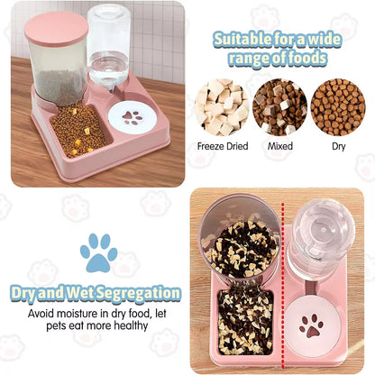 Juego De Dispensador De Agua Con Comedero Automático Para Gatos, Alimentador De Agua Y Comida Para Mascotas Automático Inclinado 2 En 1, Alimentador De Alimentos Por Gravedad Y Bebedero