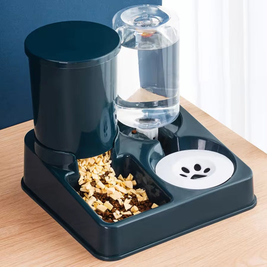 Juego De Dispensador De Agua Con Comedero Automático Para Gatos, Alimentador De Agua Y Comida Para Mascotas Automático Inclinado 2 En 1, Alimentador De Alimentos Por Gravedad Y Bebedero