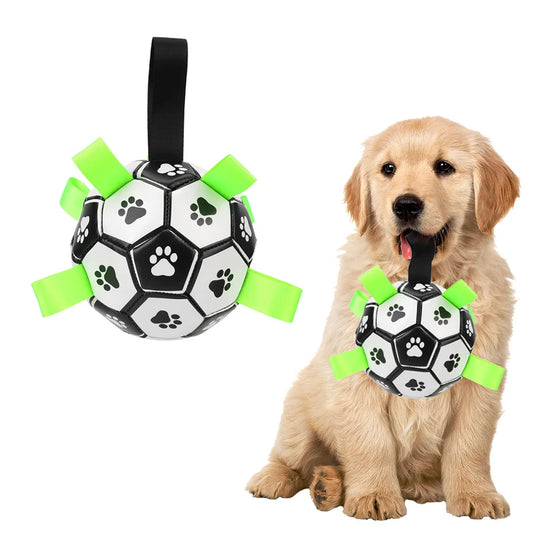  Dog Soccer Ball with Grab Tabs – 15cm Chew Toy for Outdoor Play