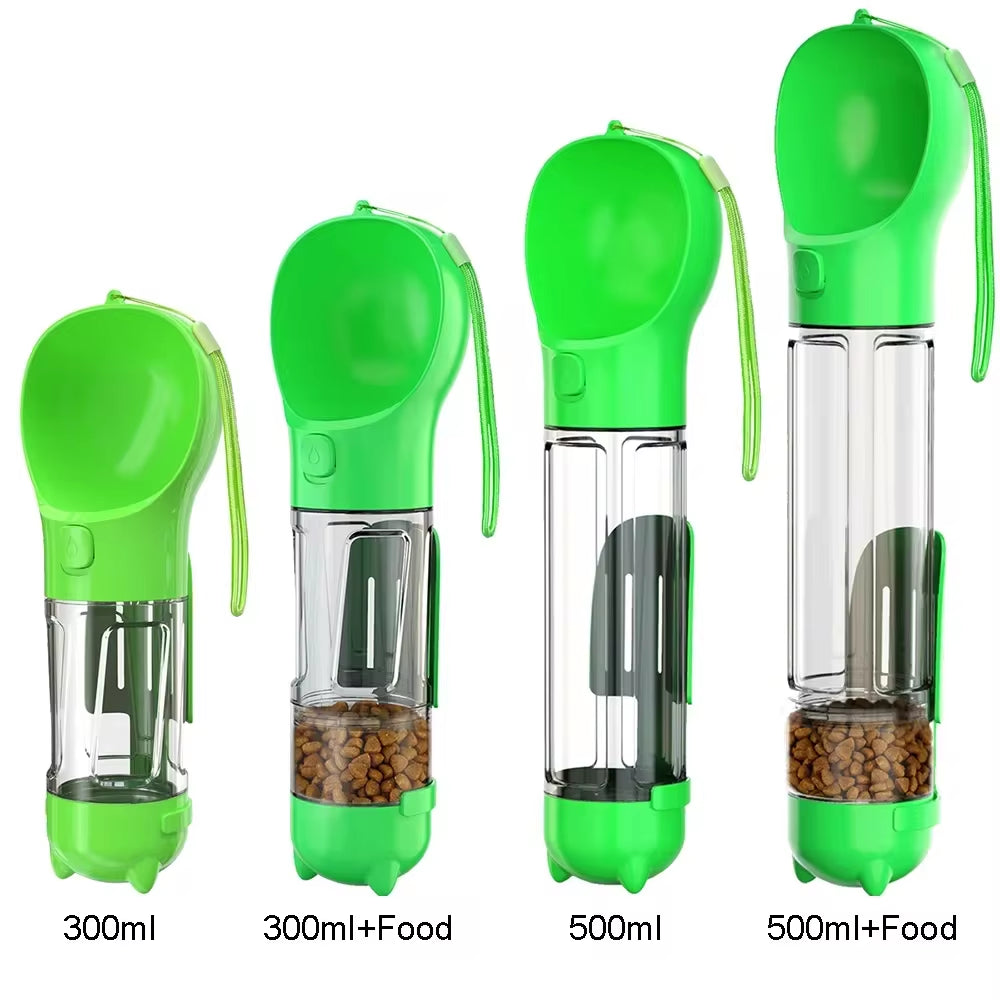  Gourde 3-en-1 pour Chien & Chat – Eau, Croquettes & Sacs Déchets | Antifuite & Portable