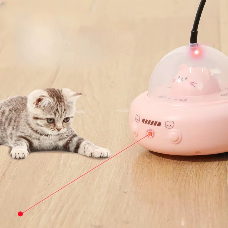 Smart Teaser Cat Toy Electric UFO Cat Teaser Stick with Bell Training Pet Toys Replaceable Feather Interactive Cat Supplies